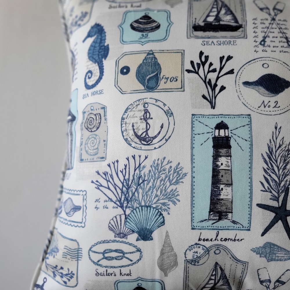 Coastal Pillow Cover, 18" x 18", 100% Cotton, MADE IN USA. - Picture 4 of 7